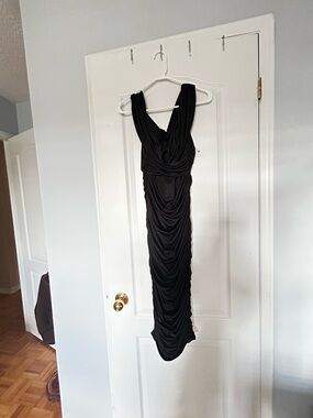 Saks Fifth Avenue Black Ruched Maxi Dress
